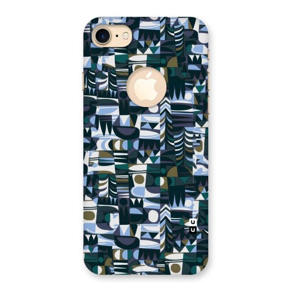 Abstract Blues Back Case for iPhone 8 Logo Cut