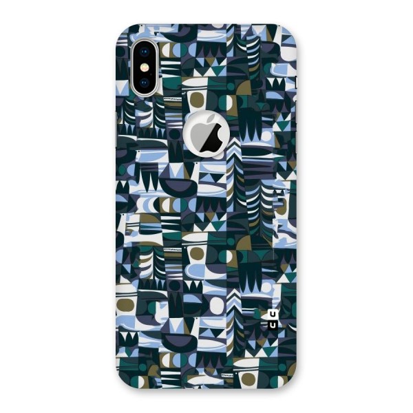 Abstract Blues Back Case for iPhone XS Logo Cut