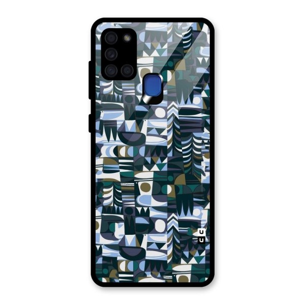 Abstract Blues Glass Back Case for Galaxy A21s