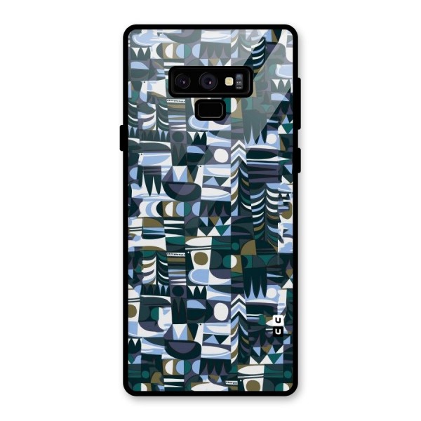 Abstract Blues Glass Back Case for Galaxy Note 9