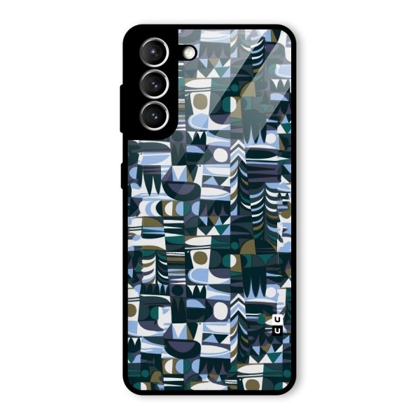 Abstract Blues Glass Back Case for Galaxy S21 5G