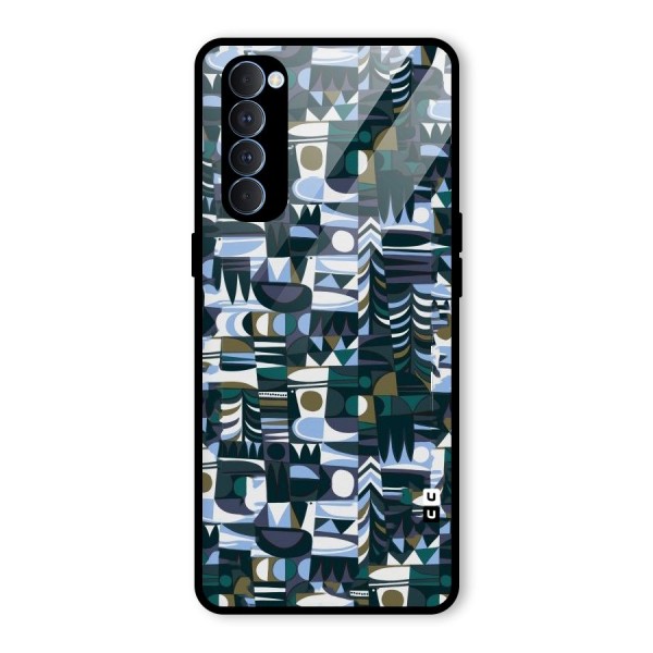 Abstract Blues Glass Back Case for Oppo Reno4 Pro