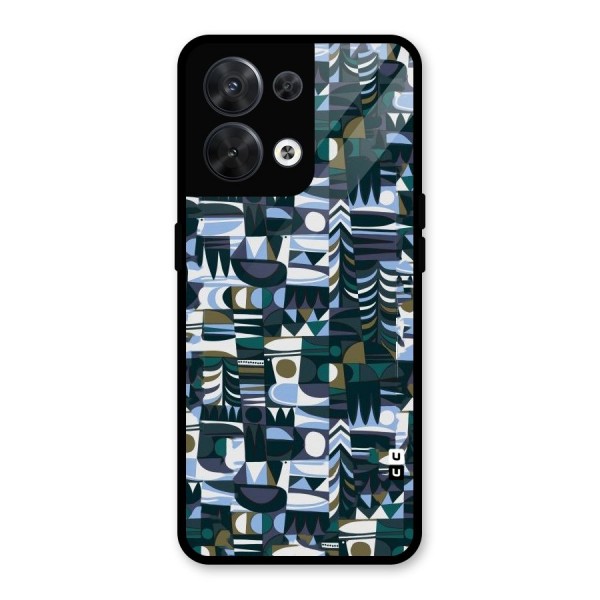 Abstract Blues Glass Back Case for Oppo Reno8 5G