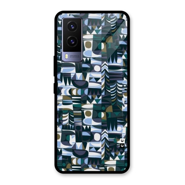 Abstract Blues Glass Back Case for Vivo V21e 5G