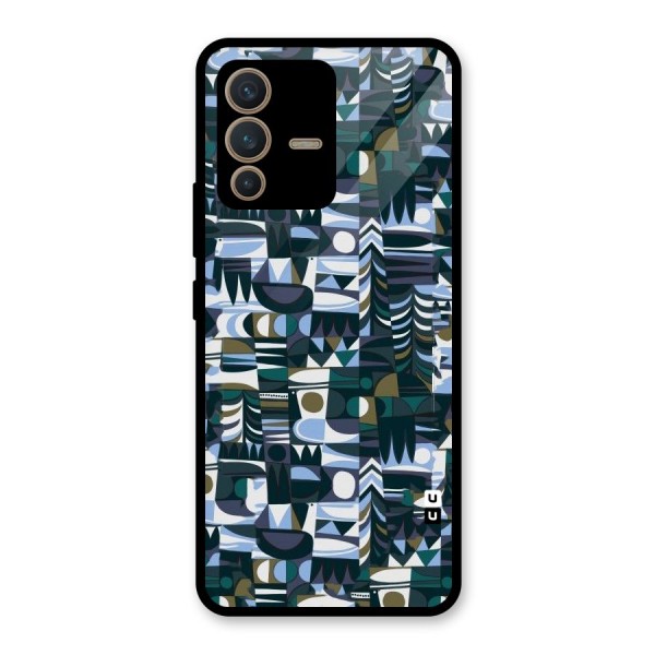 Abstract Blues Glass Back Case for Vivo V23 5G