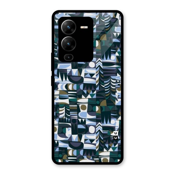 Abstract Blues Glass Back Case for Vivo V25 Pro