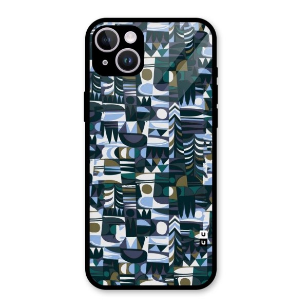 Abstract Blues Glass Back Case for iPhone 14 Plus