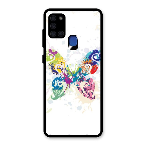 Abstract Butterfly Glass Back Case for Galaxy A21s