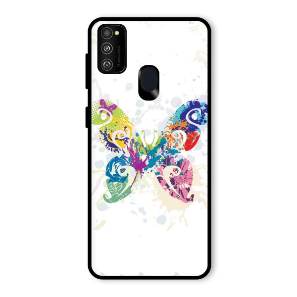 Abstract Butterfly Glass Back Case for Galaxy M21