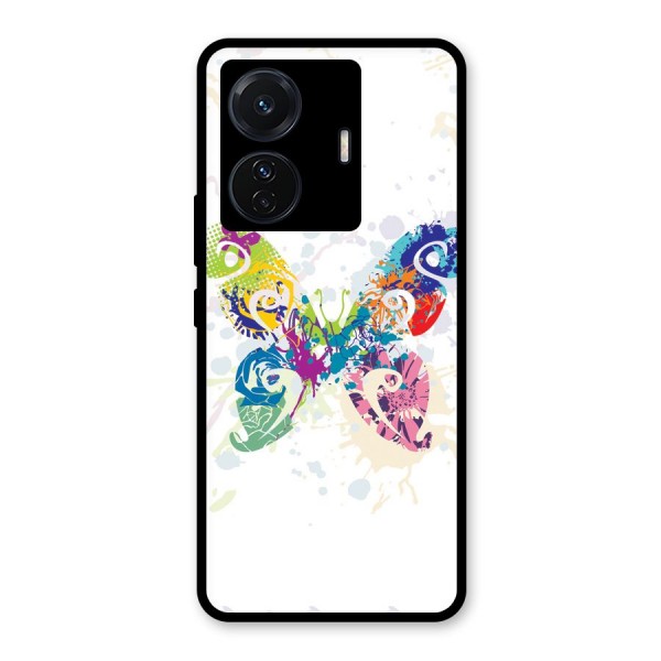 Abstract Butterfly Glass Back Case for Vivo T1 Pro