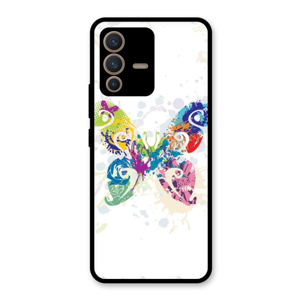 Abstract Butterfly Glass Back Case for Vivo V23 5G