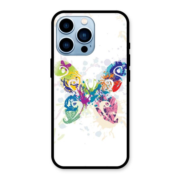 Abstract Butterfly Glass Back Case for iPhone 13 Pro