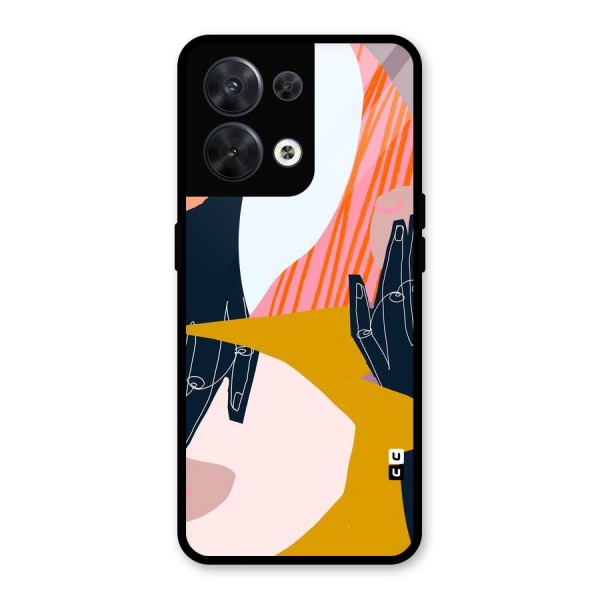 Abstract Hands Glass Back Case for Oppo Reno8 5G