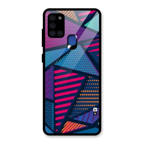 Abstract Lines Polka Glass Back Case for Galaxy A21s