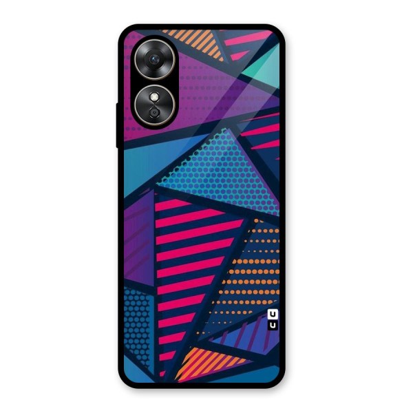 Abstract Lines Polka Glass Back Case for Oppo A17