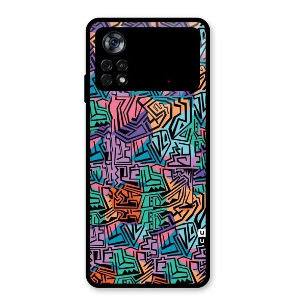 Abstract Lining Colors Glass Back Case for Poco X4 Pro 5G