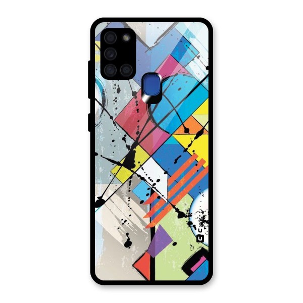 Abstract Paint Shape Glass Back Case for Galaxy A21s