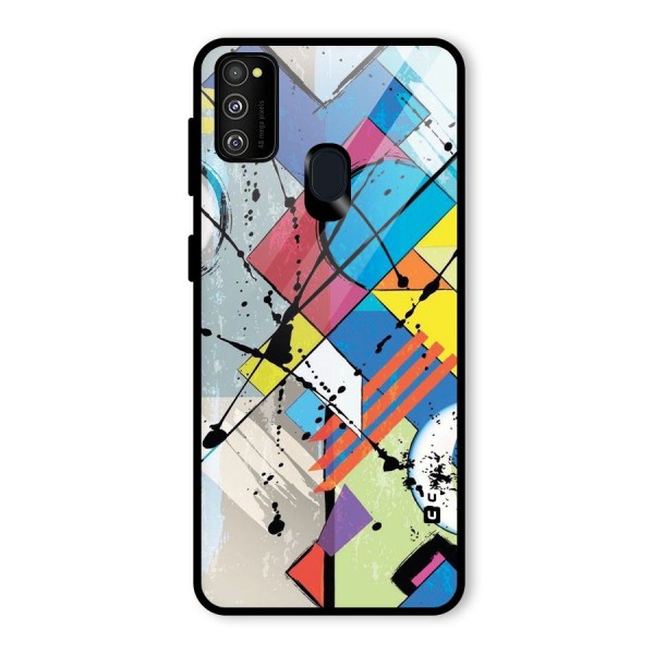 Abstract Paint Shape Glass Back Case for Galaxy M21