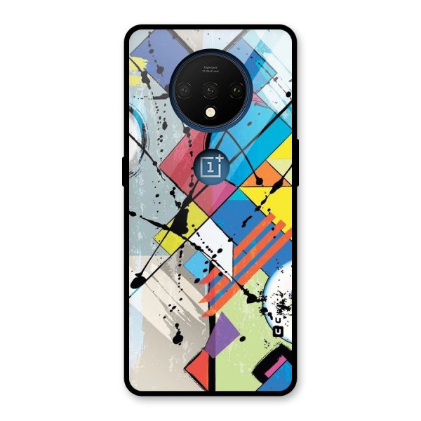 Abstract Paint Shape Glass Back Case for OnePlus 7T