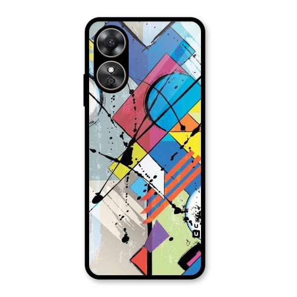 Abstract Paint Shape Glass Back Case for Oppo A17