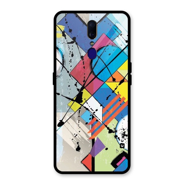 Abstract Paint Shape Glass Back Case for Oppo F11