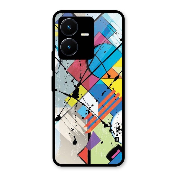 Abstract Paint Shape Glass Back Case for Vivo Y22