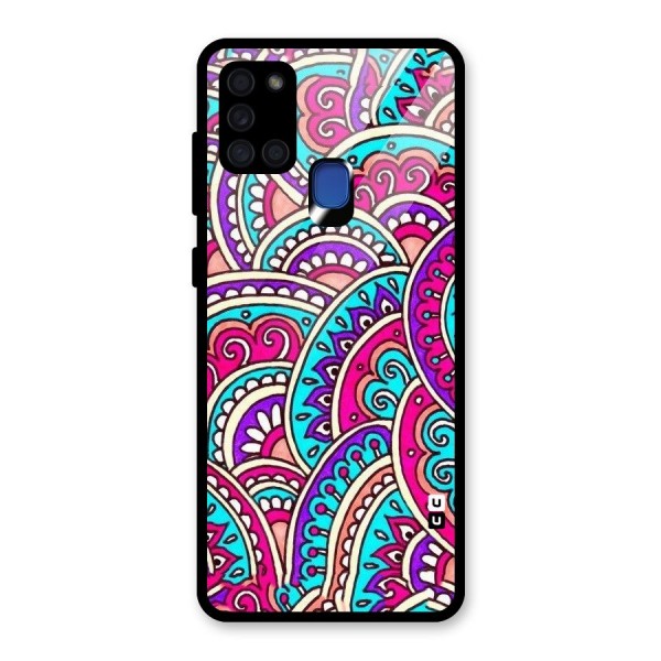 Abstract Rangoli Design Glass Back Case for Galaxy A21s