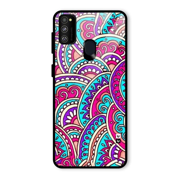 Abstract Rangoli Design Glass Back Case for Galaxy M21