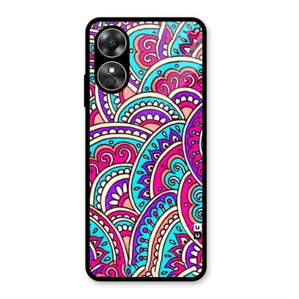 Abstract Rangoli Design Glass Back Case for Oppo A17