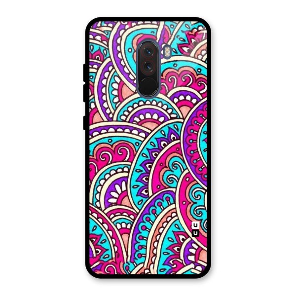 Abstract Rangoli Design Glass Back Case for Poco F1