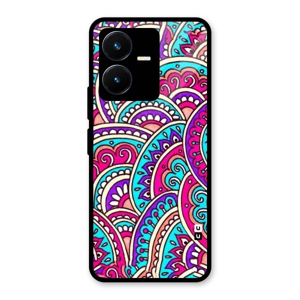 Abstract Rangoli Design Glass Back Case for Vivo Y22