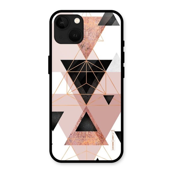 Abstract Rose Gold Triangles Glass Back Case for iPhone 13