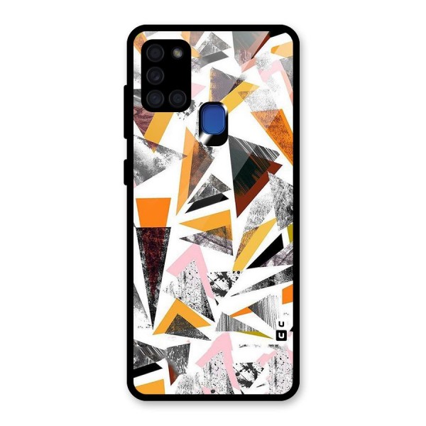 Abstract Sketchy Triangles Glass Back Case for Galaxy A21s