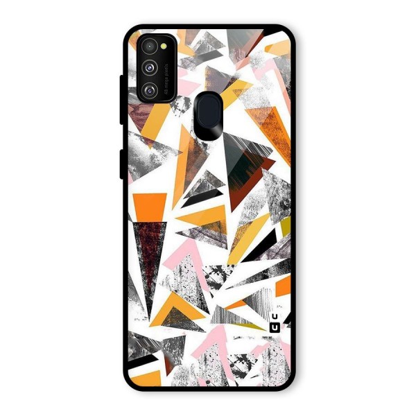 Abstract Sketchy Triangles Glass Back Case for Galaxy M21