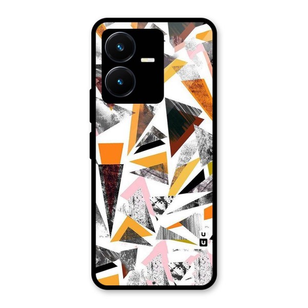 Abstract Sketchy Triangles Glass Back Case for Vivo Y22