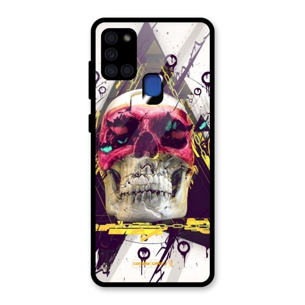 Abstract Skull Glass Back Case for Galaxy A21s