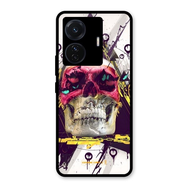 Abstract Skull Glass Back Case for Vivo T1 Pro