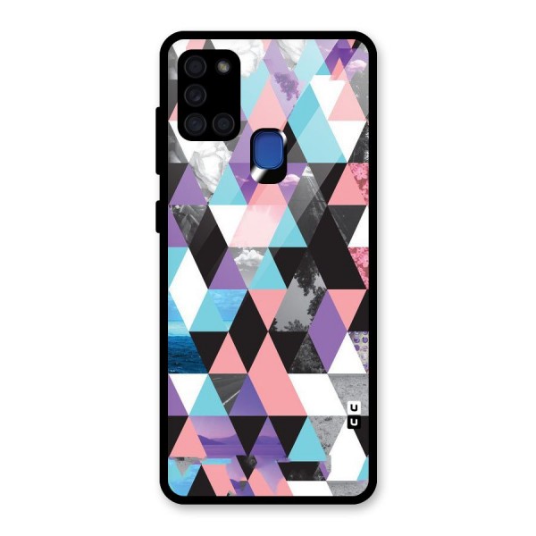 Abstract Splash Triangles Glass Back Case for Galaxy A21s