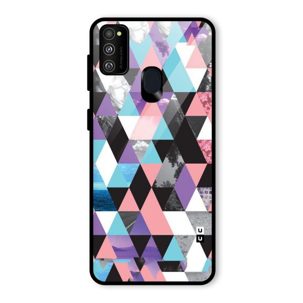 Abstract Splash Triangles Glass Back Case for Galaxy M21