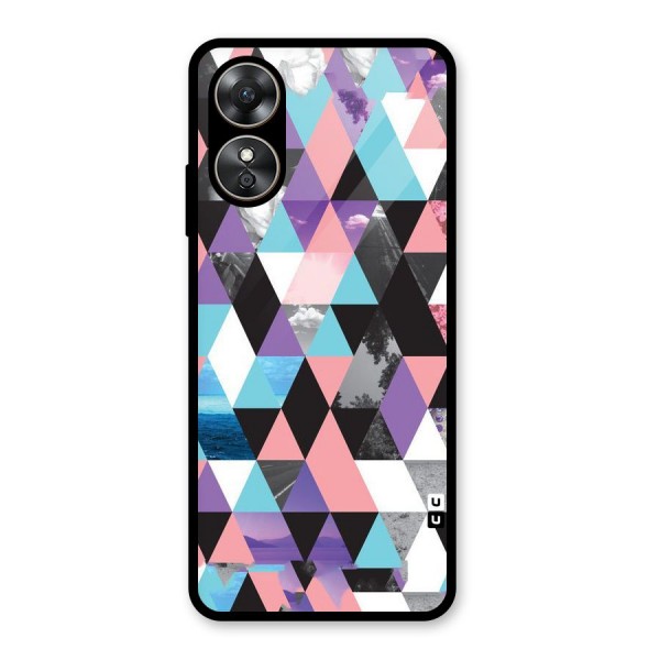 Abstract Splash Triangles Glass Back Case for Oppo A17