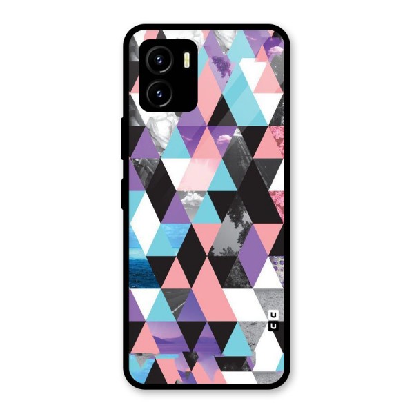 Abstract Splash Triangles Glass Back Case for Vivo Y15s