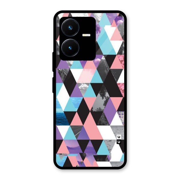 Abstract Splash Triangles Glass Back Case for Vivo Y22