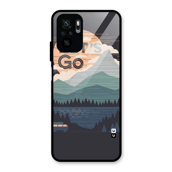 Abstract Travel Glass Back Case for Redmi Note 10