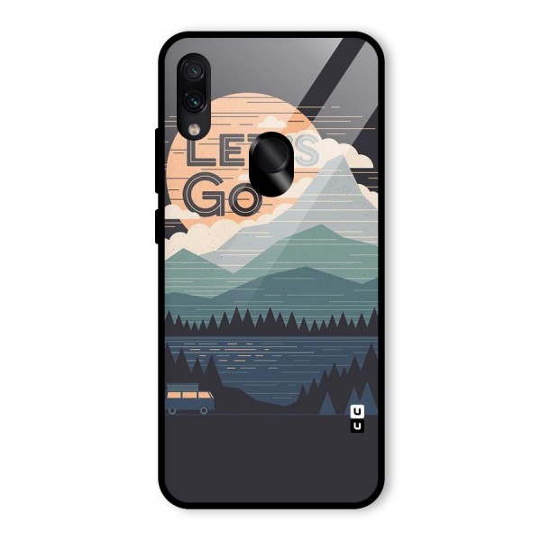 Abstract Travel Glass Back Case for Redmi Note 7