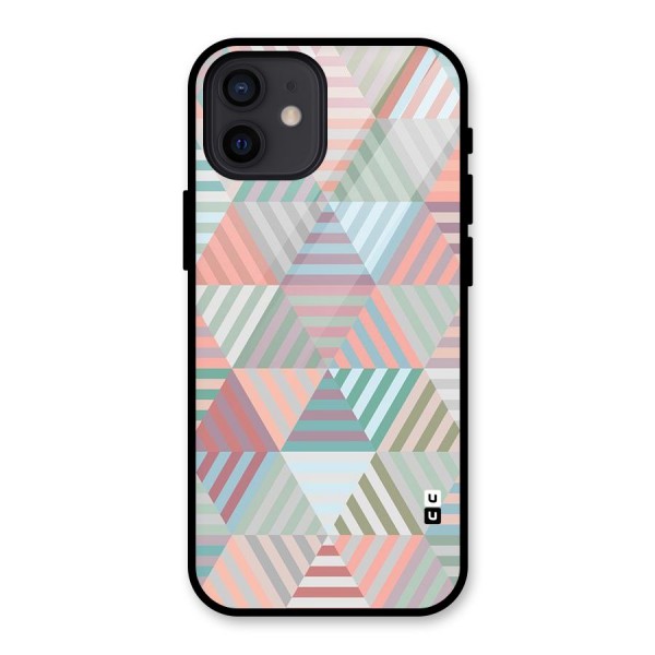 Abstract Triangle Lines Glass Back Case for iPhone 12