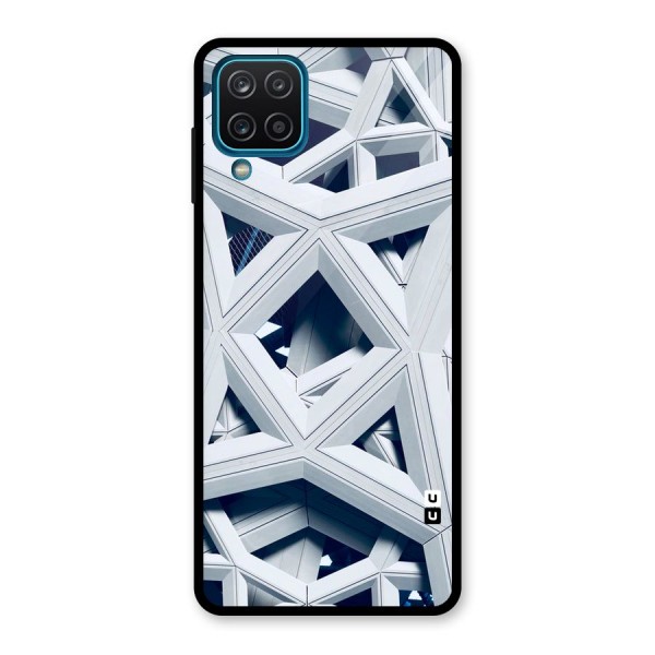 Abstract White Lines Glass Back Case for Galaxy A12