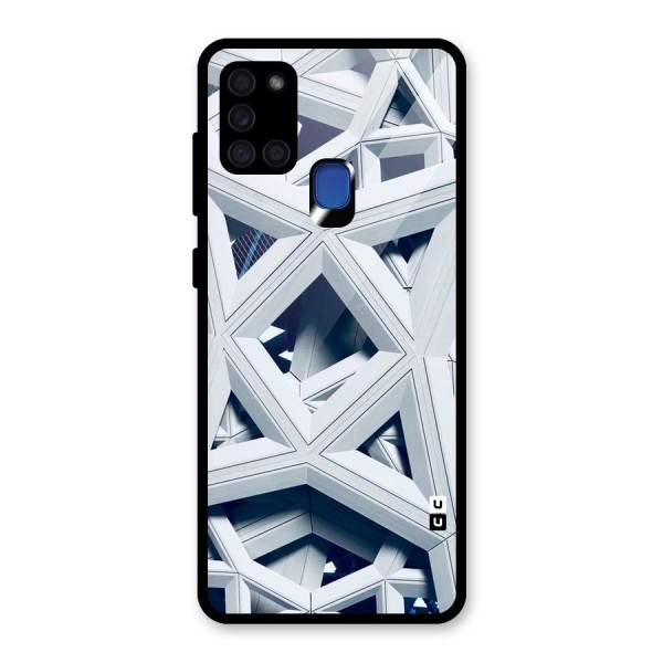 Abstract White Lines Glass Back Case for Galaxy A21s