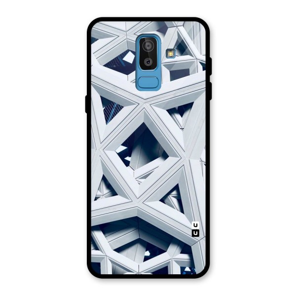 Abstract White Lines Glass Back Case for Galaxy J8