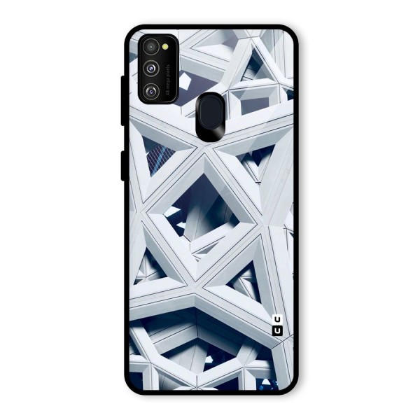 Abstract White Lines Glass Back Case for Galaxy M21