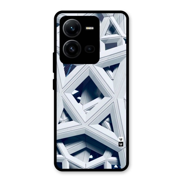 Abstract White Lines Glass Back Case for Vivo V25